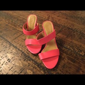 J Crew neon pink mules, 6, NEW!